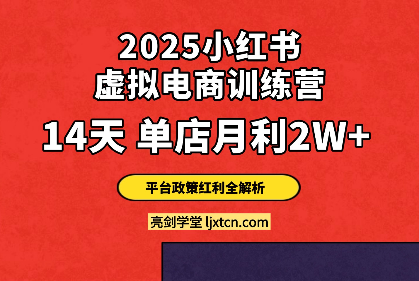 2025小红书虚拟电商训练营:14天单店月利2W+,平台政策红利全解析-亮剑学堂
