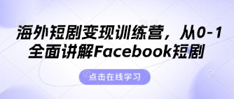海外短剧变现训练营，从0-1全面讲解Facebook短剧-亮剑学堂